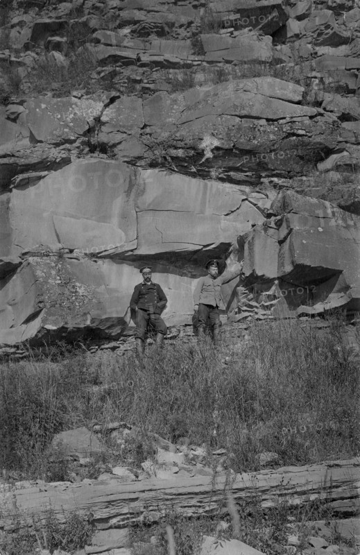 Near the Chileiskie Rocks, on the shore of the Mrassu River, Between Srednii Chilei..., 1913. Creator: GI Ivanov.