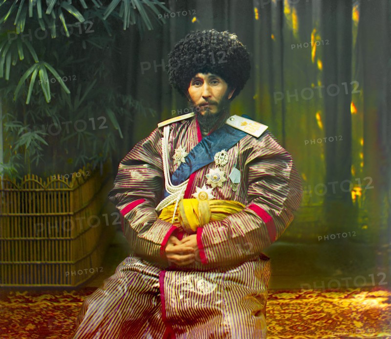 Isfandiyar, Khan of the Russian protectorate of Khorezm (Khiva), in uniform...between 1910 and 1915. Creator: Sergey Mikhaylovich Prokudin-Gorsky.