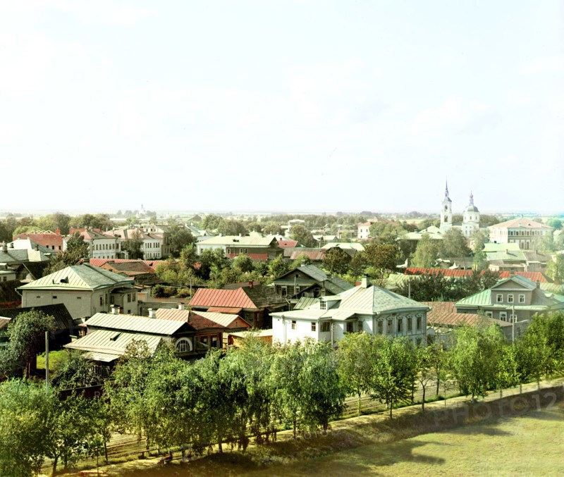 General view of Rostov [Velikii] from the bell tower of the Church of All Saints, 1911. Creator: Sergey Mikhaylovich Prokudin-Gorsky.
