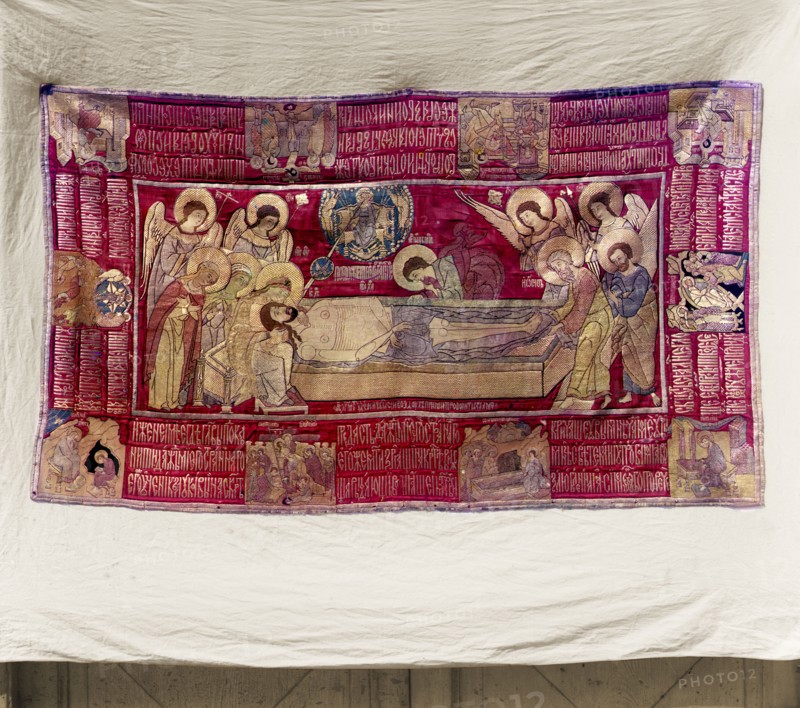 Plashchanitsa [a shroud the image of Christ] from 1631. Dates to the time of Tsar Mikhail..., 1911. Creator: Sergey Mikhaylovich Prokudin-Gorsky.