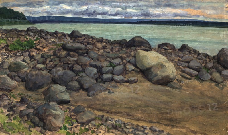 Stones on the bank of the Yenisei, Hag, 1921. Creator: Dmitrii Innokent'evich Karatanov.