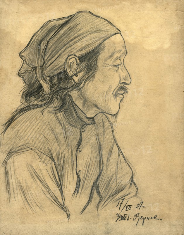 Portrait of a Man, Ust'-Ozernoy, 1927. Creator: Dmitrii Innokent'evich Karatanov.