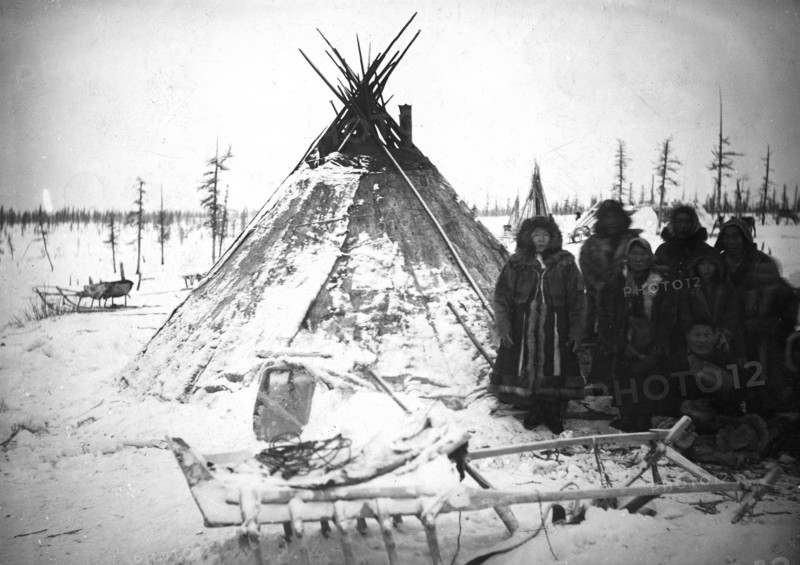 A group of Dolgans of the Yenisei province at the tent, 1925. Creator: Unknown.