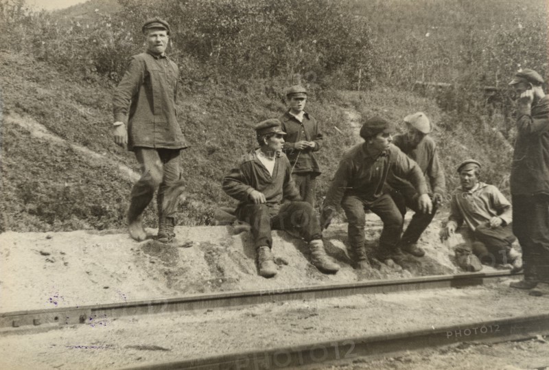 Obluchye station - Local residents near the expedition carriage, 1929. Creator: Unknown.