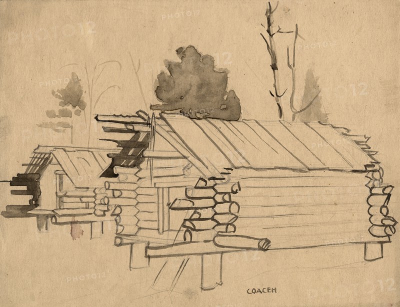 Storehouses, Selkups, 1920. Creator: A. G. Vargin.
