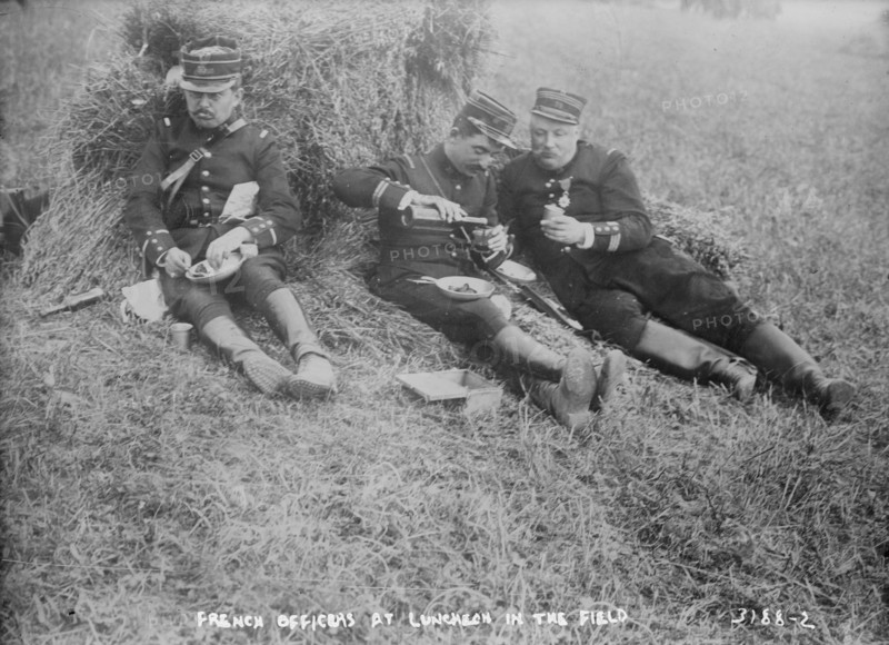 French Officers at luncheon in the field, between c1914 and c1915. Creator: Bain News Service.