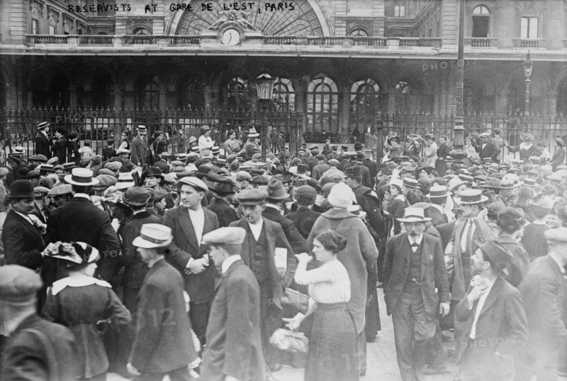 Reservists at Gare de l'Est, Paris, 1914. Creator: Bain News Service.