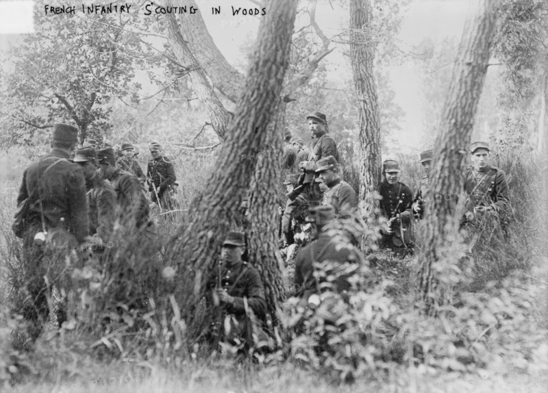 French Infantry scouting in woods, between c1914 and c1915. Creator: Bain News Service.