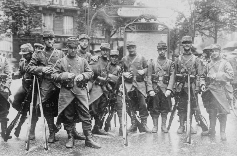 Guarding subway entrance, Paris, between c1914 and c1915. Creator: Bain News Service.