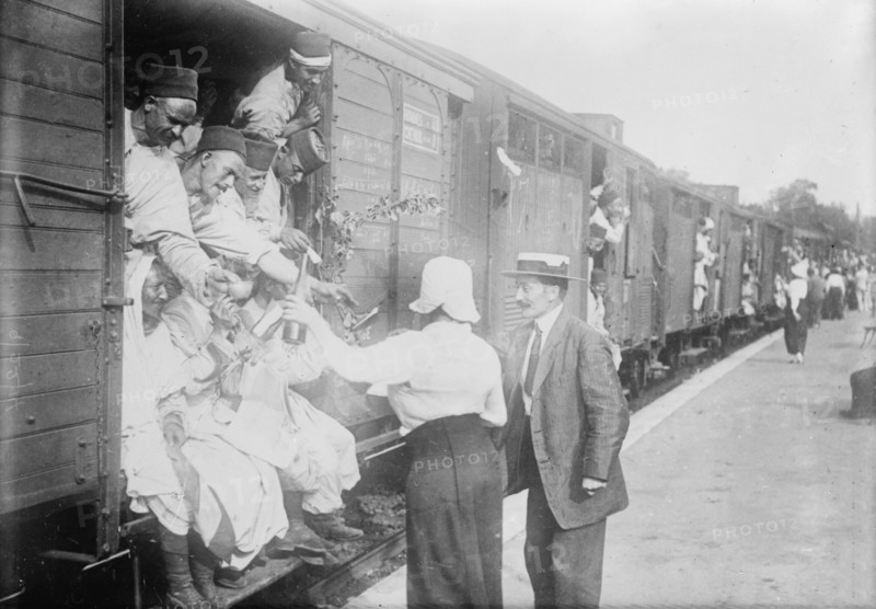 At Champigny, giving wine to Algerian troops, between c1914 and c1915. Creator: Bain News Service.