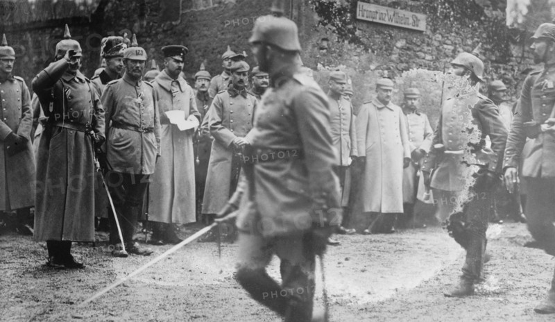 Kaiser, Crown Prince, & P'ce [i.e., Prince] Oscar at Crown Prince's Hdqrts., between 1914 and c1915. Creator: Bain News Service.