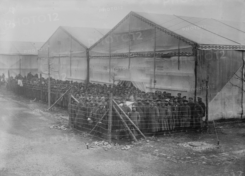 Prisoners in detention pen, Germany, between c1915 and c1916. Creator: Bain News Service.