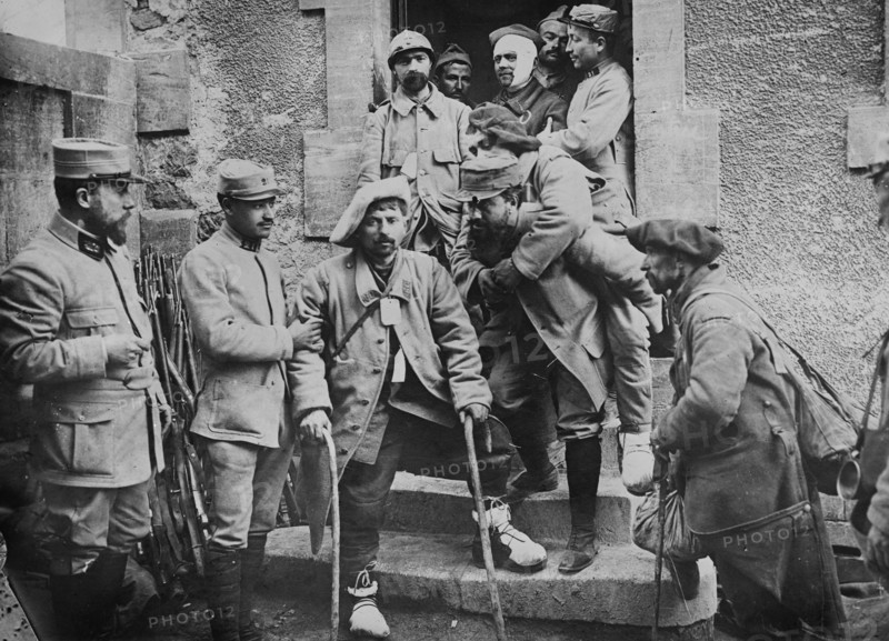 Wounded French leaving hospital, 1917. Creator: Bain News Service.