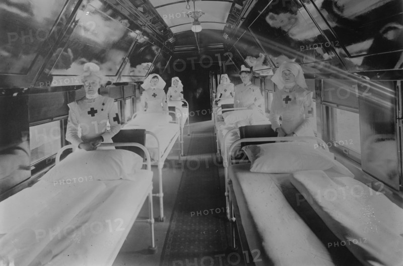 Interior Military Hospital car, C.P.R.'Y, 1917. Creator: Bain News Service.