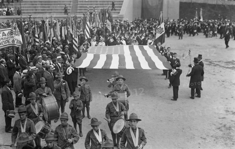 Italians marching into stadium, 23 Jun 1917. Creator: Bain News Service.