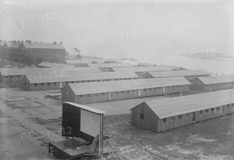 Fort Slocum, Shacks built for draft men, 1917. Creator: Bain News Service.