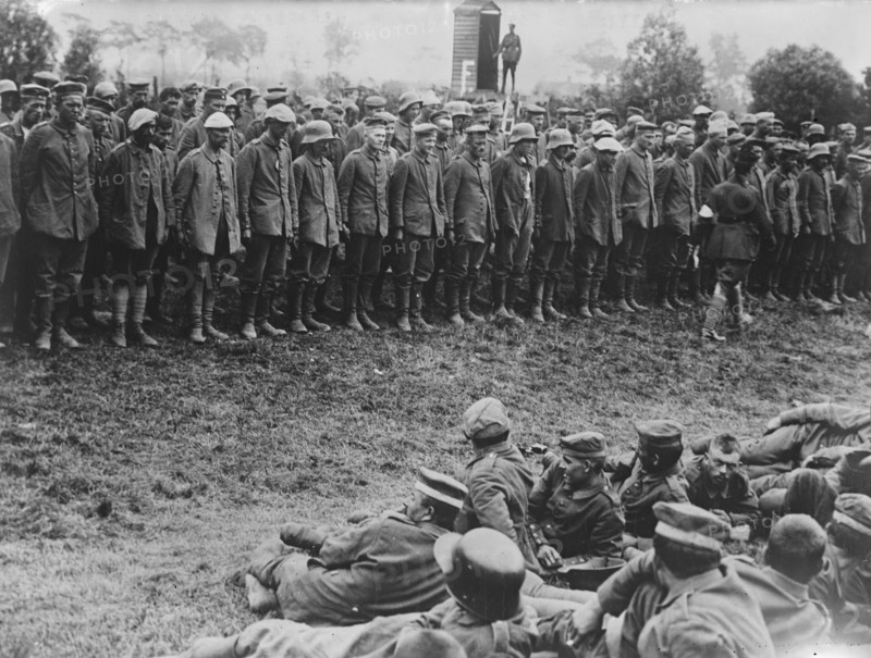 German prisoners lined up for examination,  8 Jun 1917. Creator: Bain News Service.