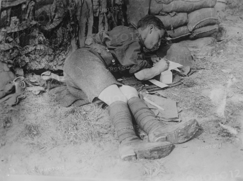 Tommy writing home after battle,  11 Jun 1917. Creator: Bain News Service.
