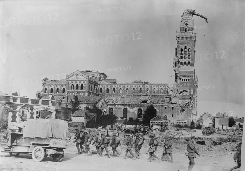 Albert Church & [falling] Madonna, between c1915 and 1918. Creator: Bain News Service.