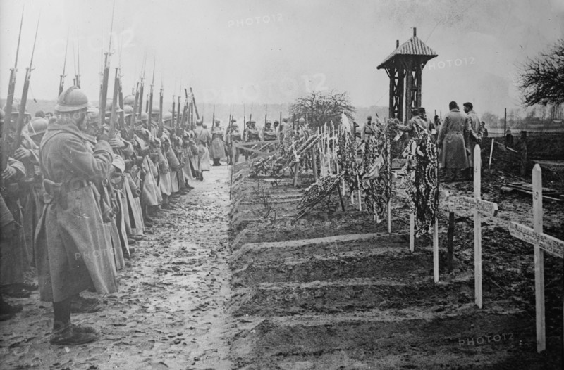 Burying French officer at front, 31 Jan 1918. Creator: Bain News Service.