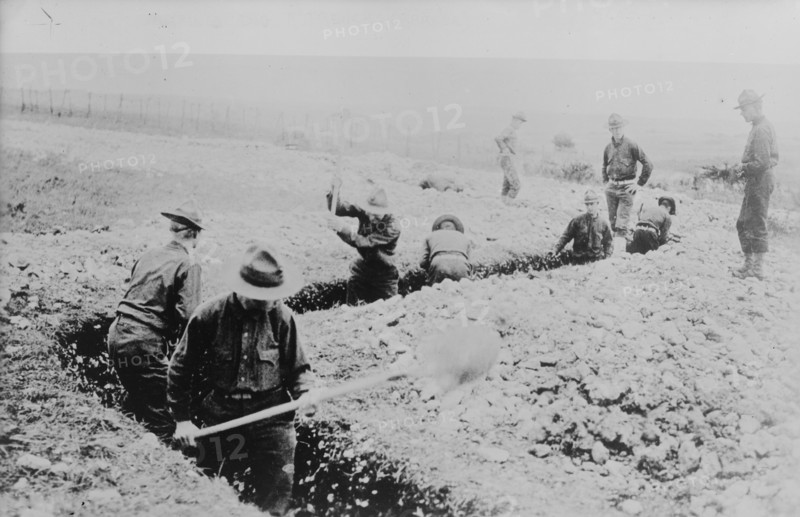 Marines dig a trench (France), 23 Jan 1918. Creator: Bain News Service.