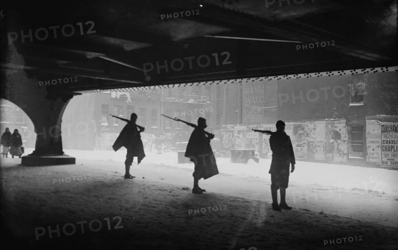 Naval Militia guarding a N.Y. bridge, 1917. Creator: Bain News Service.