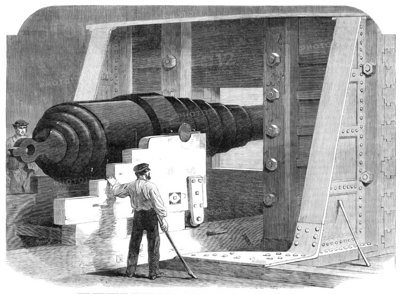 Steel embrasure for the fortifications of Cronstadt, manufactured at Millwall, 1864. Creator: Unknown.