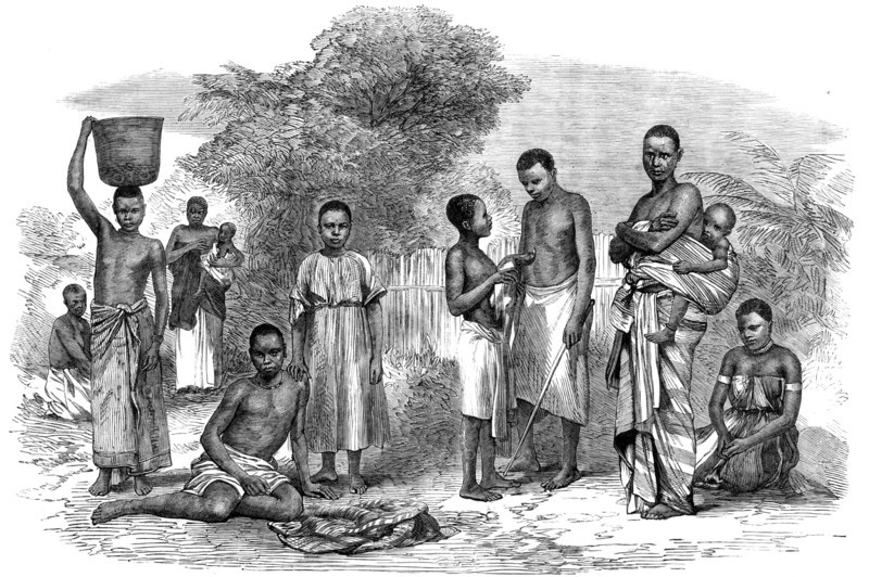 Men and women of the Manganja and Ajawa tribes, from the Zambesi Country, in Africa, 1864. Creator: Unknown.