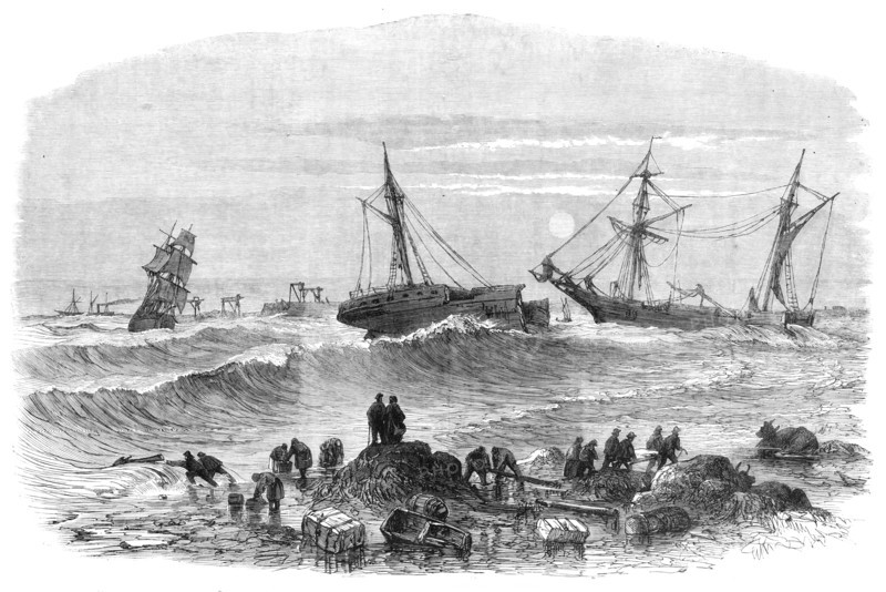Wreck of the Aberdeen steamer Stanley at Tynemouth, 1864. Creator: Unknown.