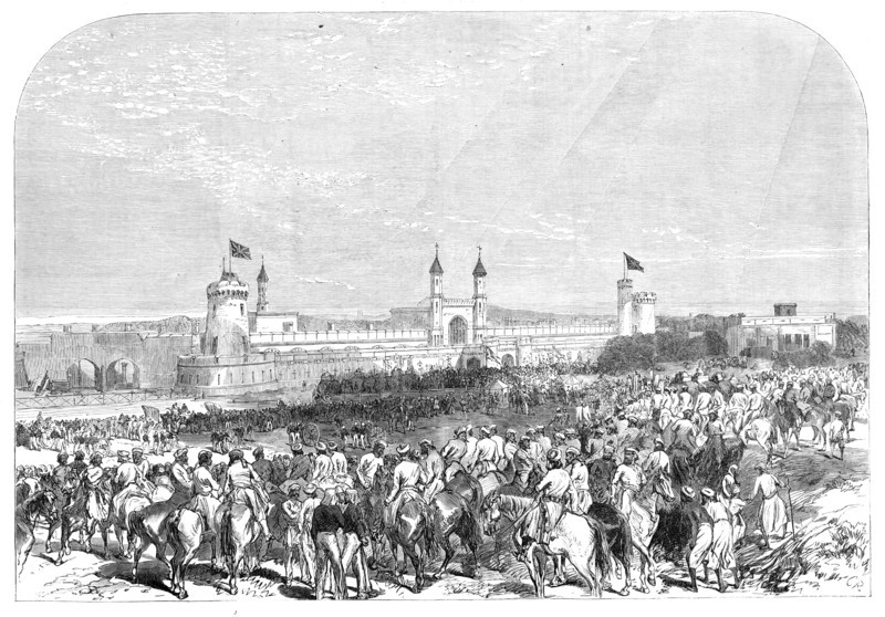 Arrival of the Governor-General of India at the Lahore railway station, 1864. Creator: C. R..