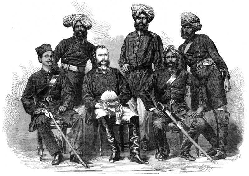 Group of the Police Force newly organised in Bengal, 1864. Creator: Mason Jackson.
