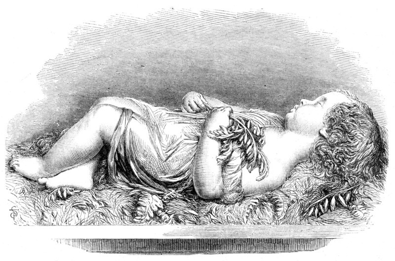 Boy Asleep, sculpture, by Alexander Munro, in the Royal Academy Exhibition, 1864. Creator: Unknown.