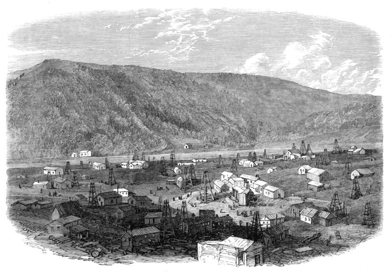 The Petroleum Oil Works at Franklin, Pennsylvania, 1864. Creator: Unknown.