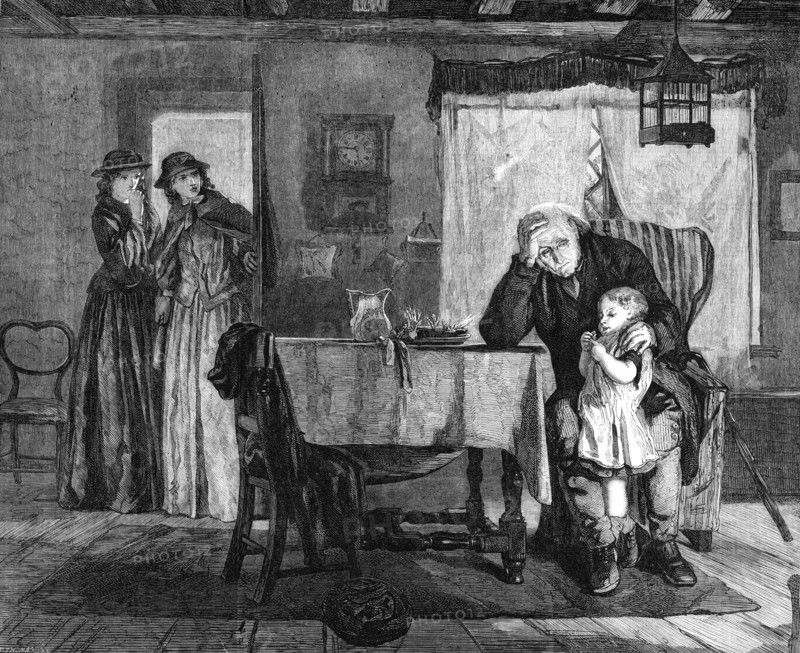 Scene from Tennyson's 'Dora', by A. H. Burr, 1864. Creator: W Thomas.