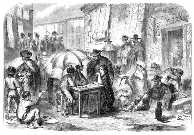 Letter-writers and dealers in cigar-ends at Rome, 1864. Creator: Unknown.