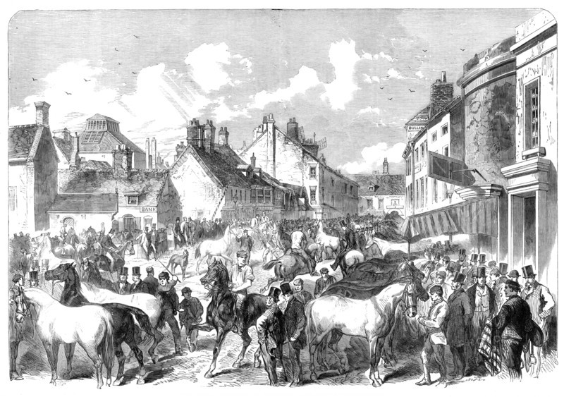 The annual horse fair at Horncastle, Lincolnshire, 1864. Creator: Unknown.