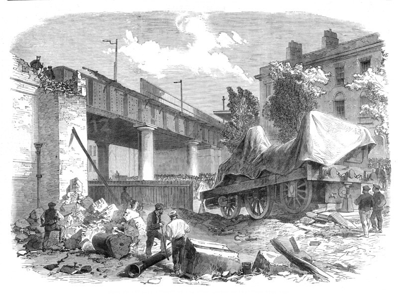 Scene of the late accident on the North London Railway, 1864. Creator: Unknown.