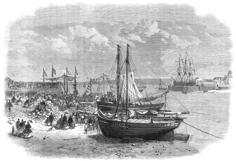 Laying the foundation-stone of the Hubberston Dock at Milford Haven, 1864. Creator: Unknown.