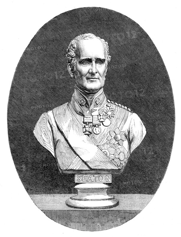 Marble bust of the late Field Marshal Lord Seaton, by G. G. Adams, 1864. Creator: Unknown.