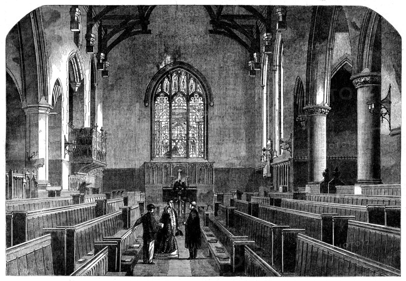 The Great Schools of England, the Chapel at Rugby School, 1862. Creator: Unknown.