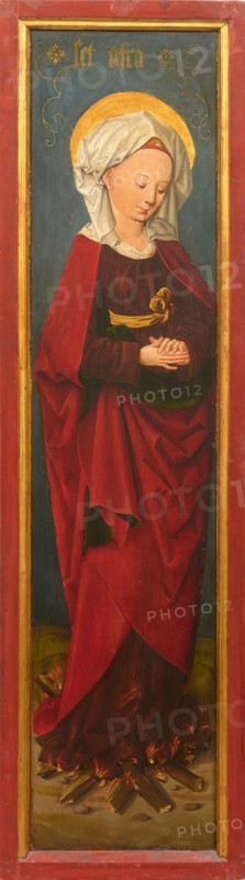 Wing of a triptych: Saint Afra at the stake, c. 1497. Creator: Master of Augsburg (active ca 1497).