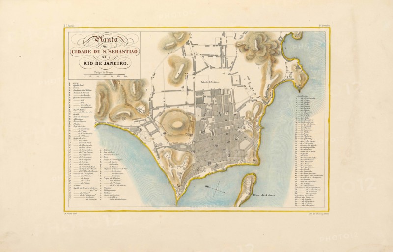 Plan of the city of Rio de Janeiro. From "Voyage pittoresque et historique au Brésil", 1830s. Creator: Debret, Jean-Baptiste (1768-1848).