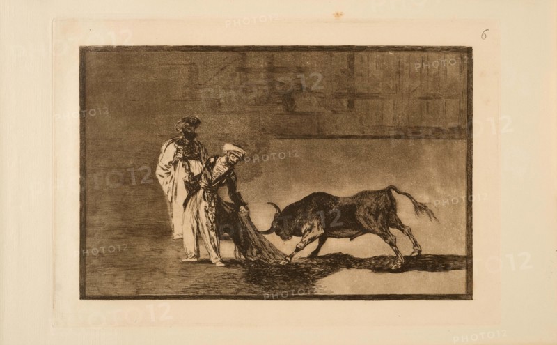 La Tauromaquia: The Moors make a different play in the ring calling the bull with..., 1815-1816. Creator: Goya, Francisco, de (1746-1828).
