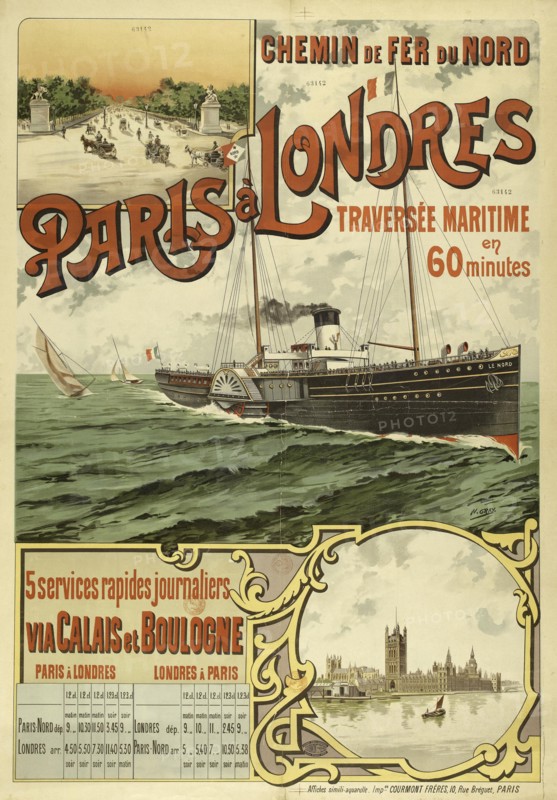 Chemin de fer du Nord. Paris à Londres via Calais, 1890. Creator: Gray (Boulanger), Henri (1858-1924).
