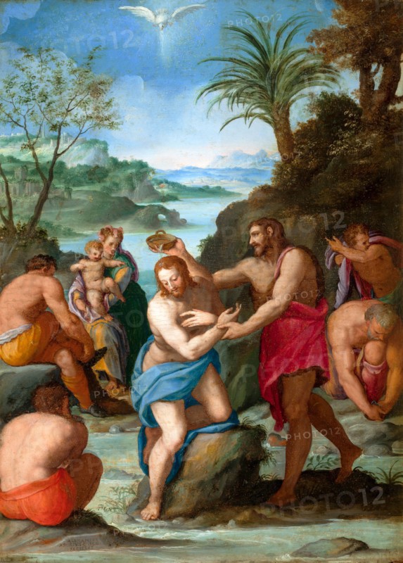 The Baptism of Christ, c. 1570. Creator: Allori, Alessandro (1535-1607).