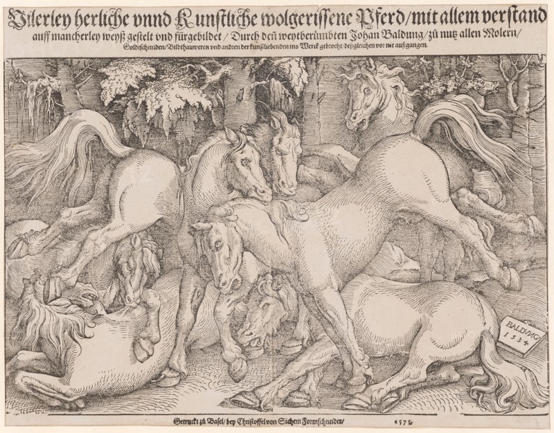 Fighting stallions, 1534. Creator: Baldung (Baldung Grien), Hans (1484-1545).