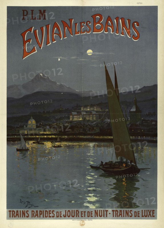 P.L.M. Evian les Bains. Trains rapides de jour et de nuit. Trains de luxe, 1908. Creator: Tauzin, Louis (1842-1915).