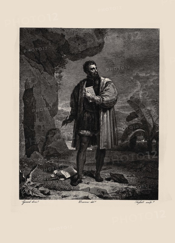 Luís de Camões in the cave of Macau, 1817. Creator: Desenne, Alexandre-Joseph (1785-1827).