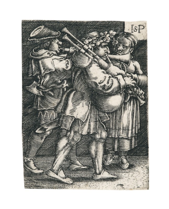 Two musicians and a woman. Creator: Beham, Hans Sebald (1500-1550).