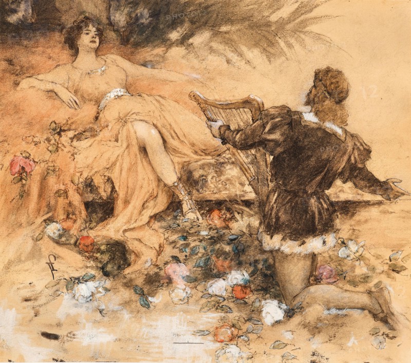 Tannhäuser and Venus in the Venusberg. Creator: Leeke, Ferdinand (1859-1937).